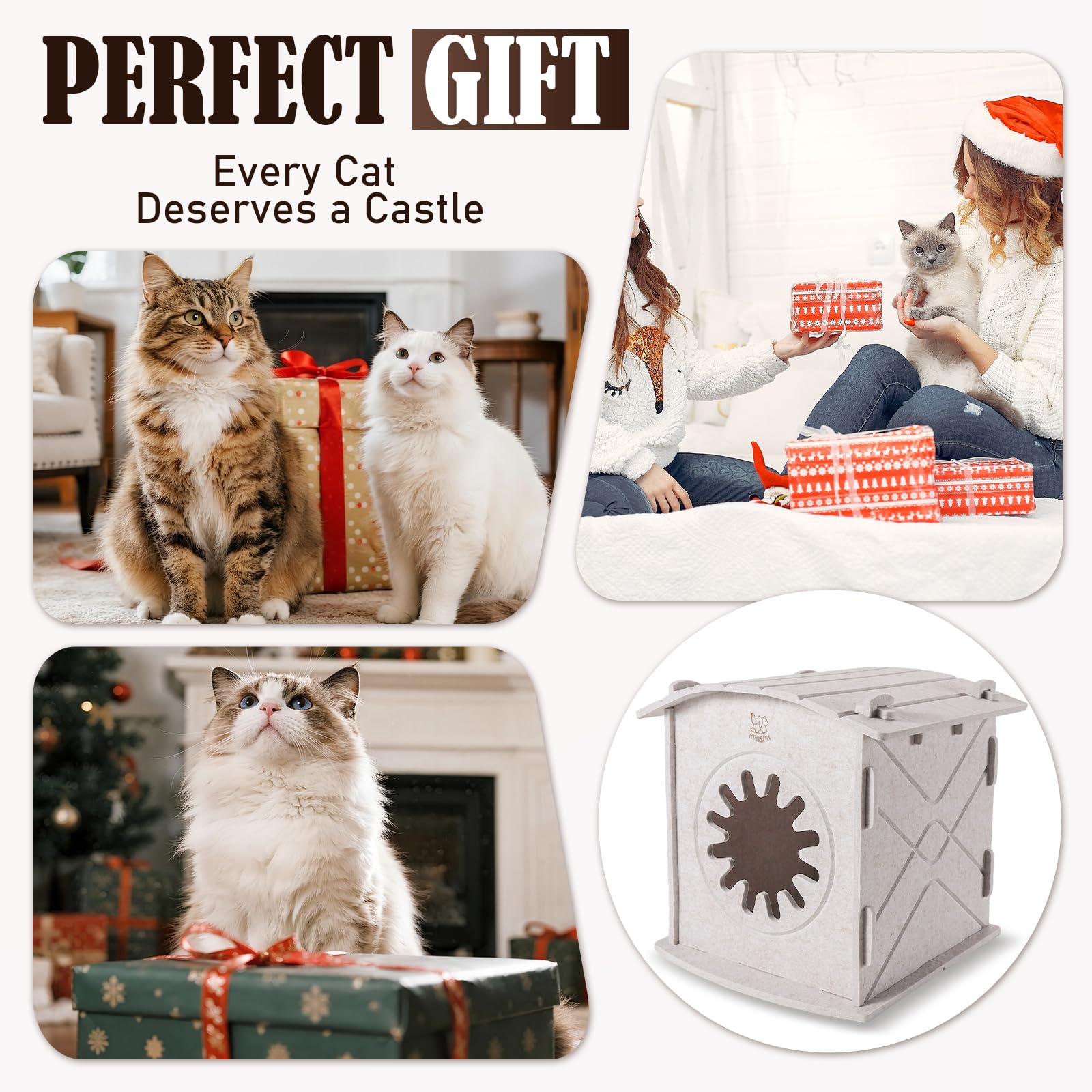 Apasiri cat house – precise 13.4 x 13.4 x 9.85 inch size for snug comfort.