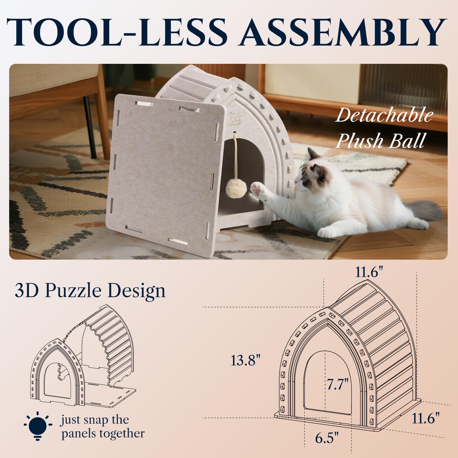 Apasiri Cat House enclosed hideaway provides quiet space during storms.