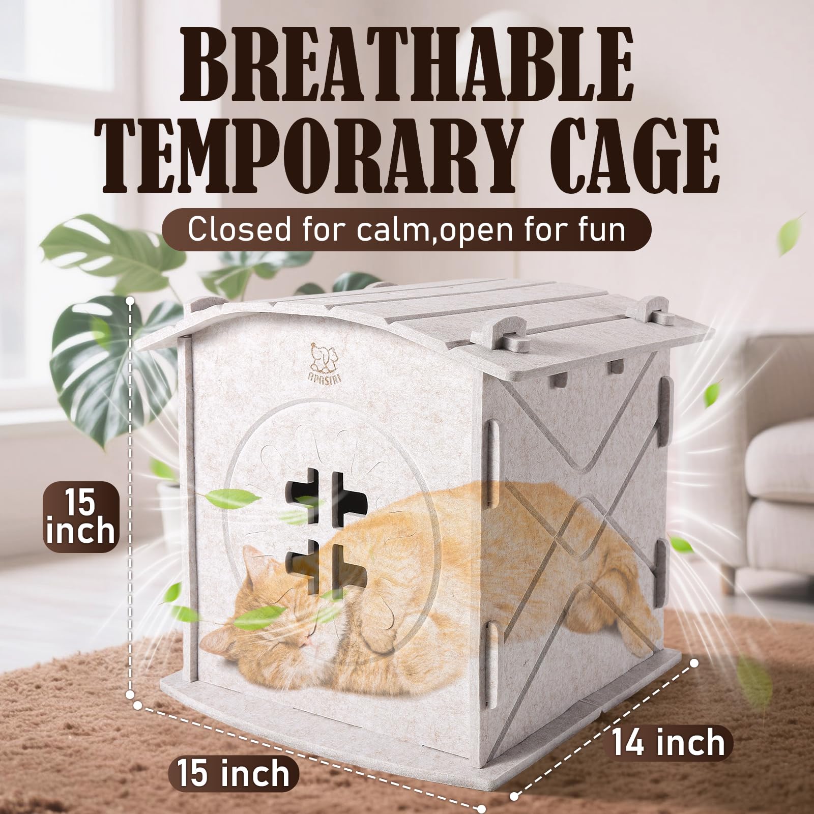 Apasiri indoor cat house – reinforced up to 35 lbs for multi-cat setups.
