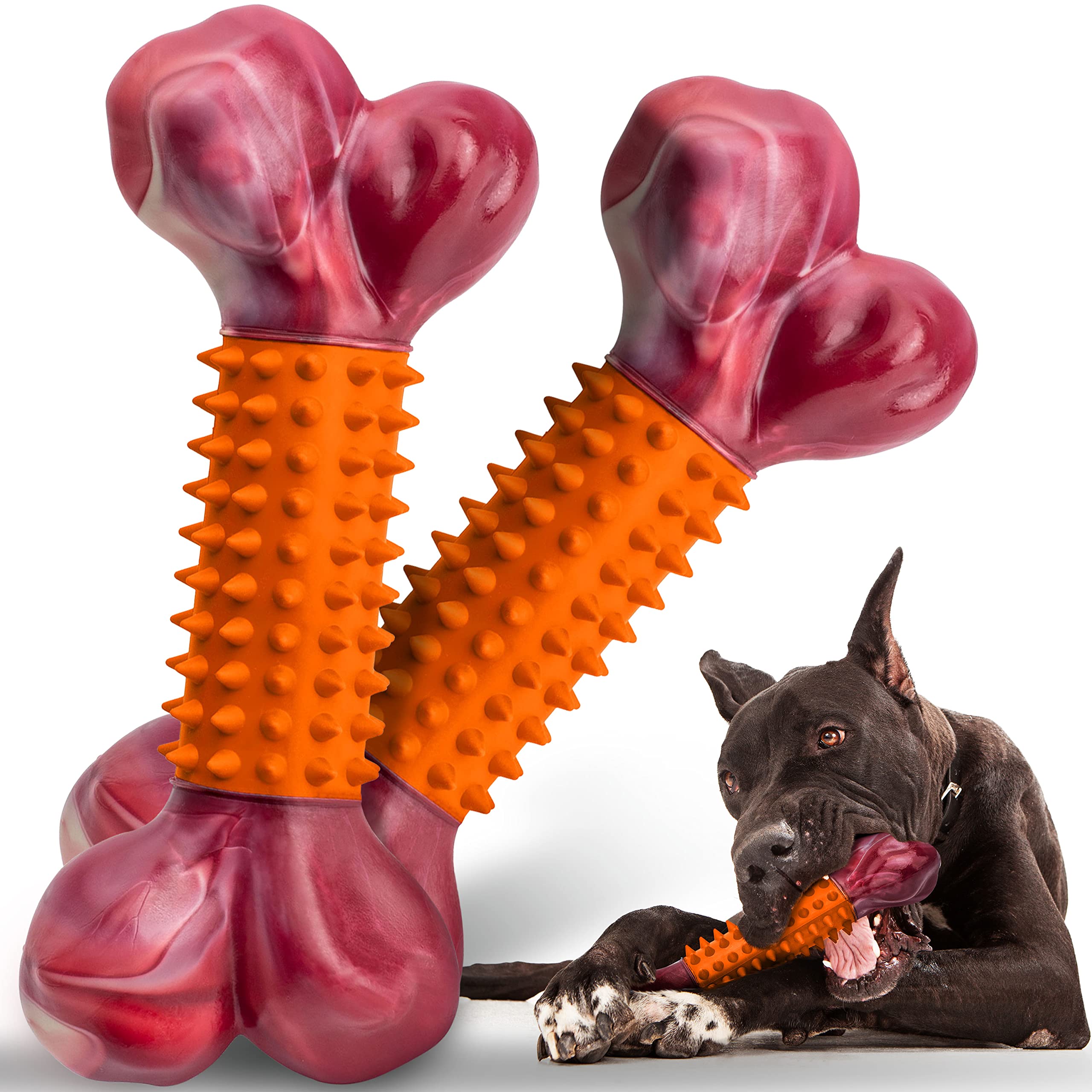 Apasiri heavy-duty nylon rubber orange bone toy for aggressive chewers