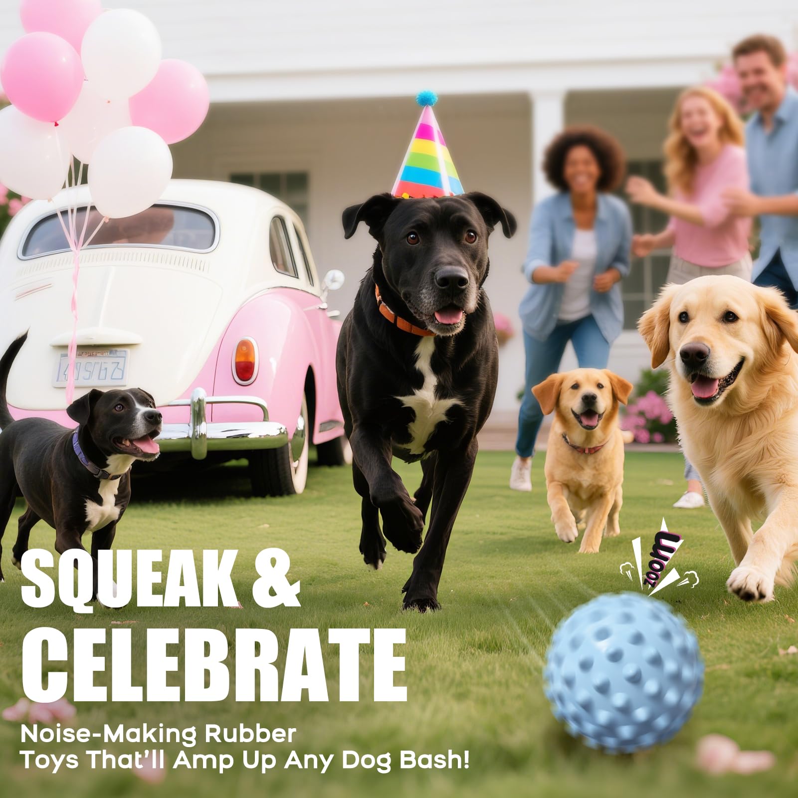 Apasiri blue squeaky ball bacon scent attracts dogs during playtime