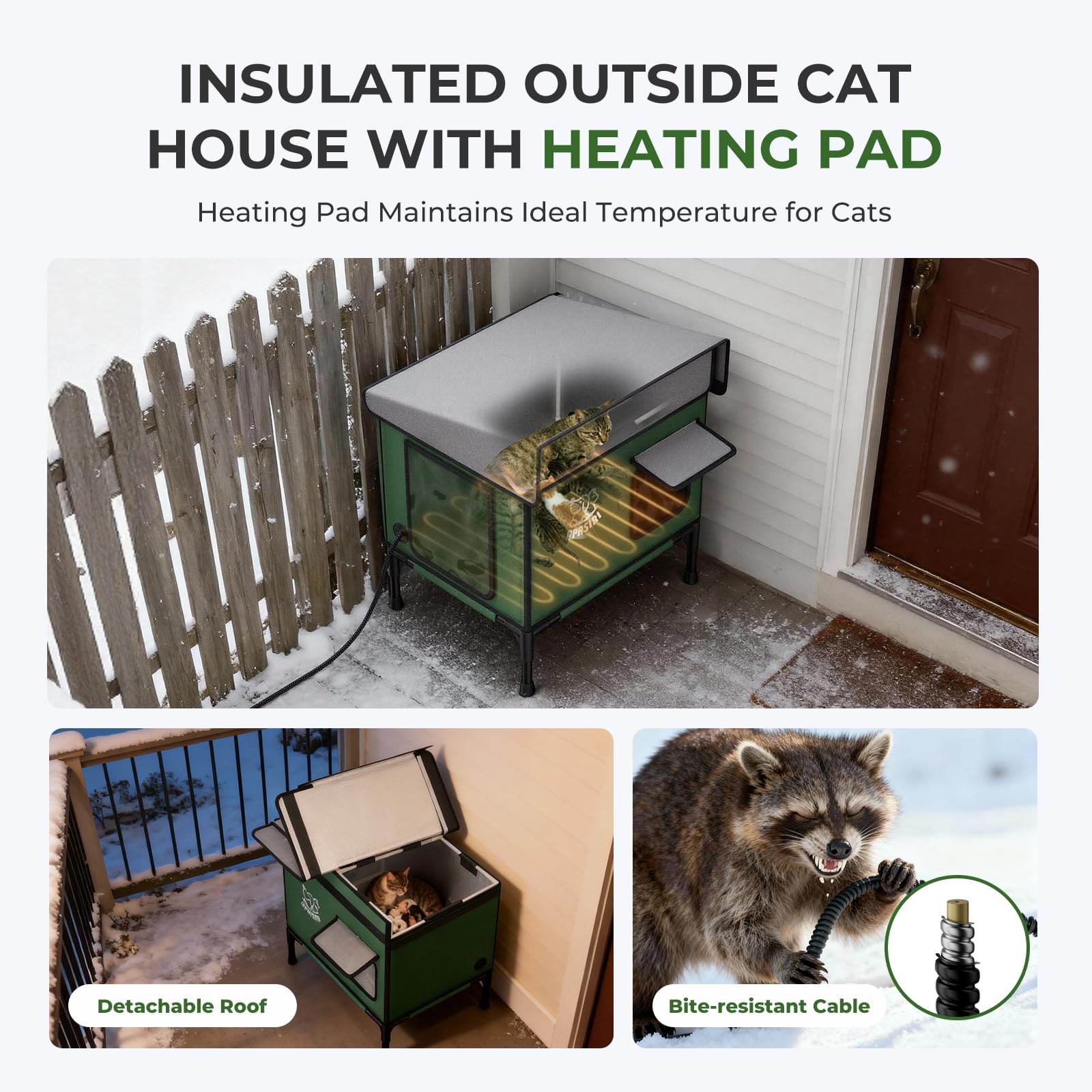 Apasiri heated cat house dual doors enabling quick outdoor access