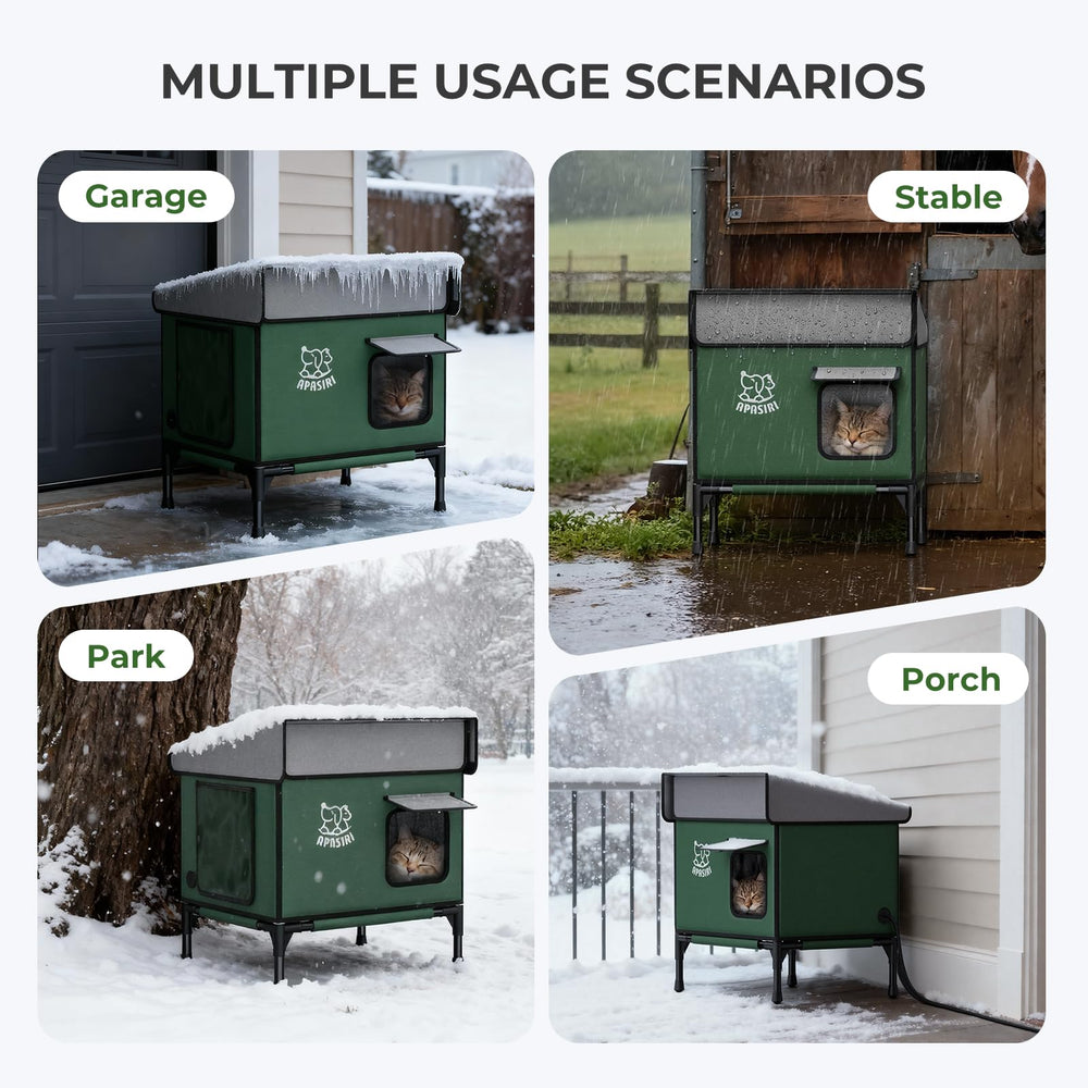Apasiri heated cat house weatherproof material withstands outdoor use