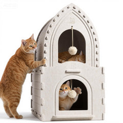 Apasiri indoor cat house dual-deck highlights versatile two-level design for multi-cat homes.