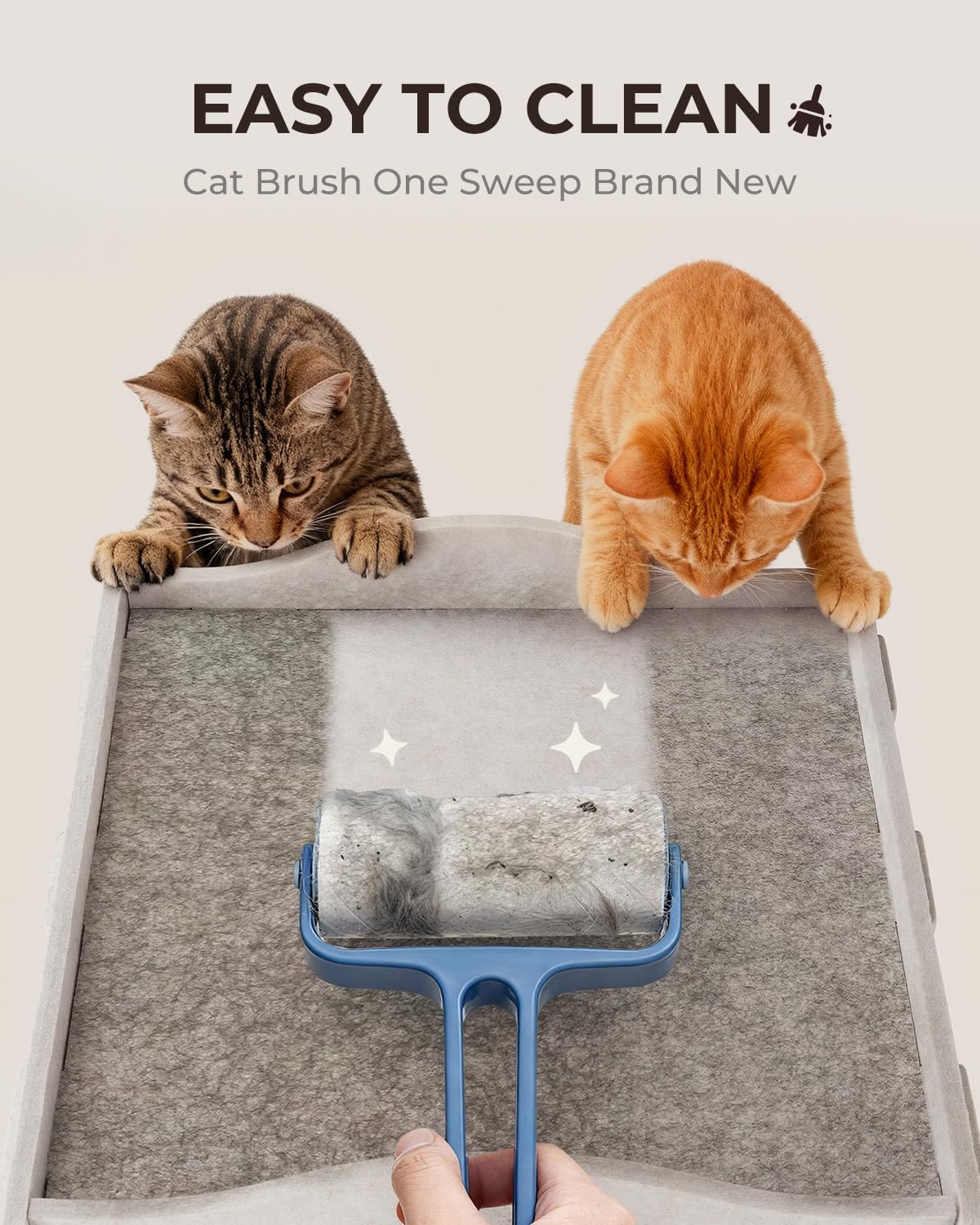 Apasiri indoor cat house easy-clean surface shown with lint remover for quick maintenance