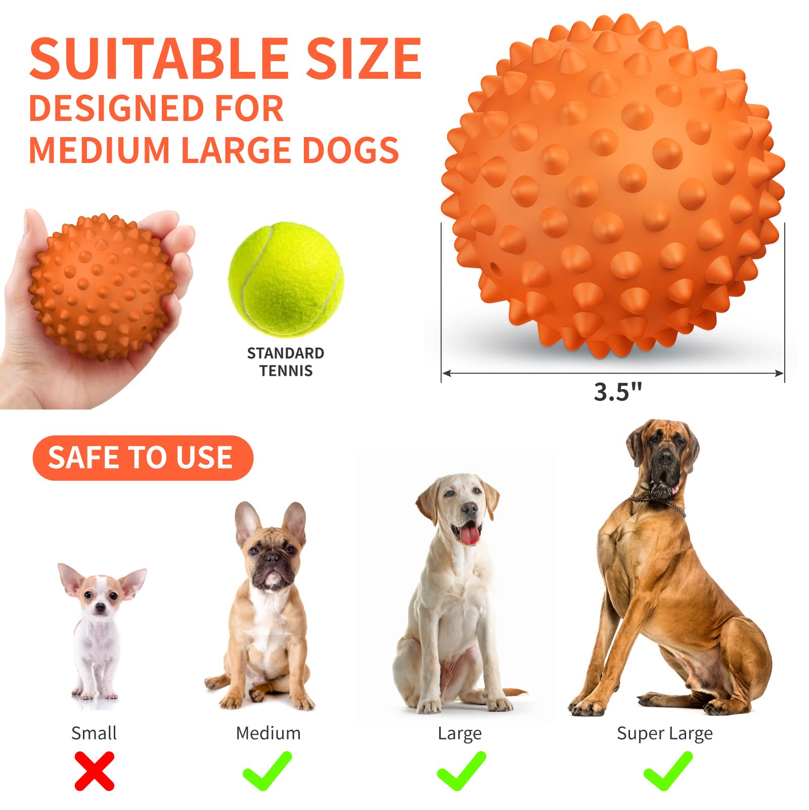 Apasiri peanut-flavor dog ball orange color ideal for yard fetch