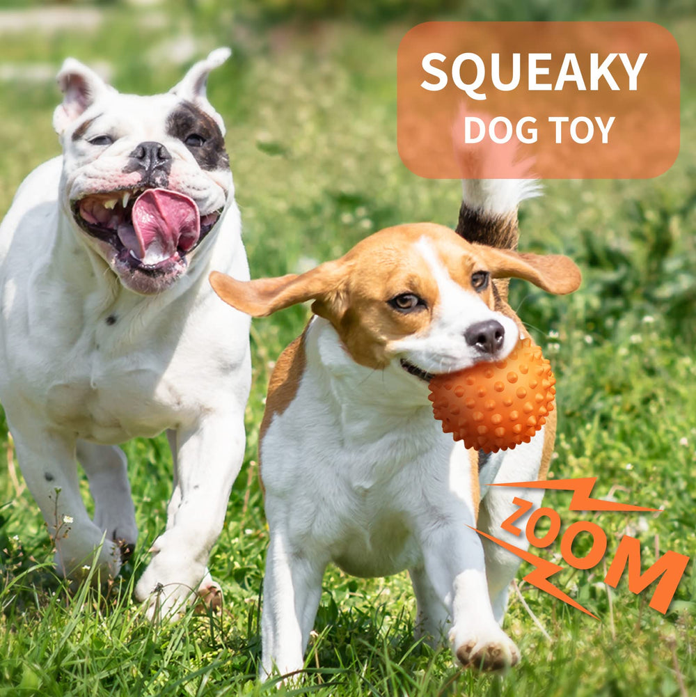 Apasiri peanut-flavor dog ball squeaker close-up demonstrates built-in squeaker for engaging play