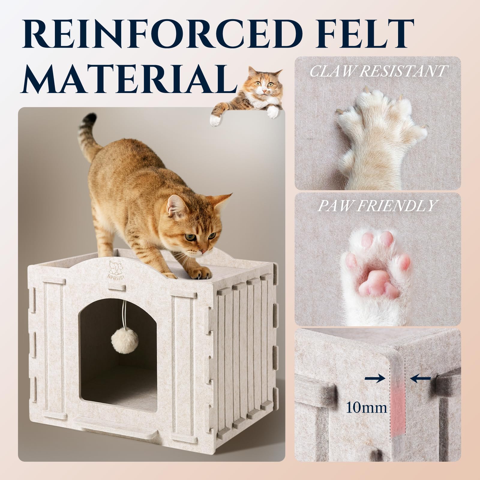 Apasiri scratch-resistant felt demonstrates durable, tear-resistant shelter for playful kneading
