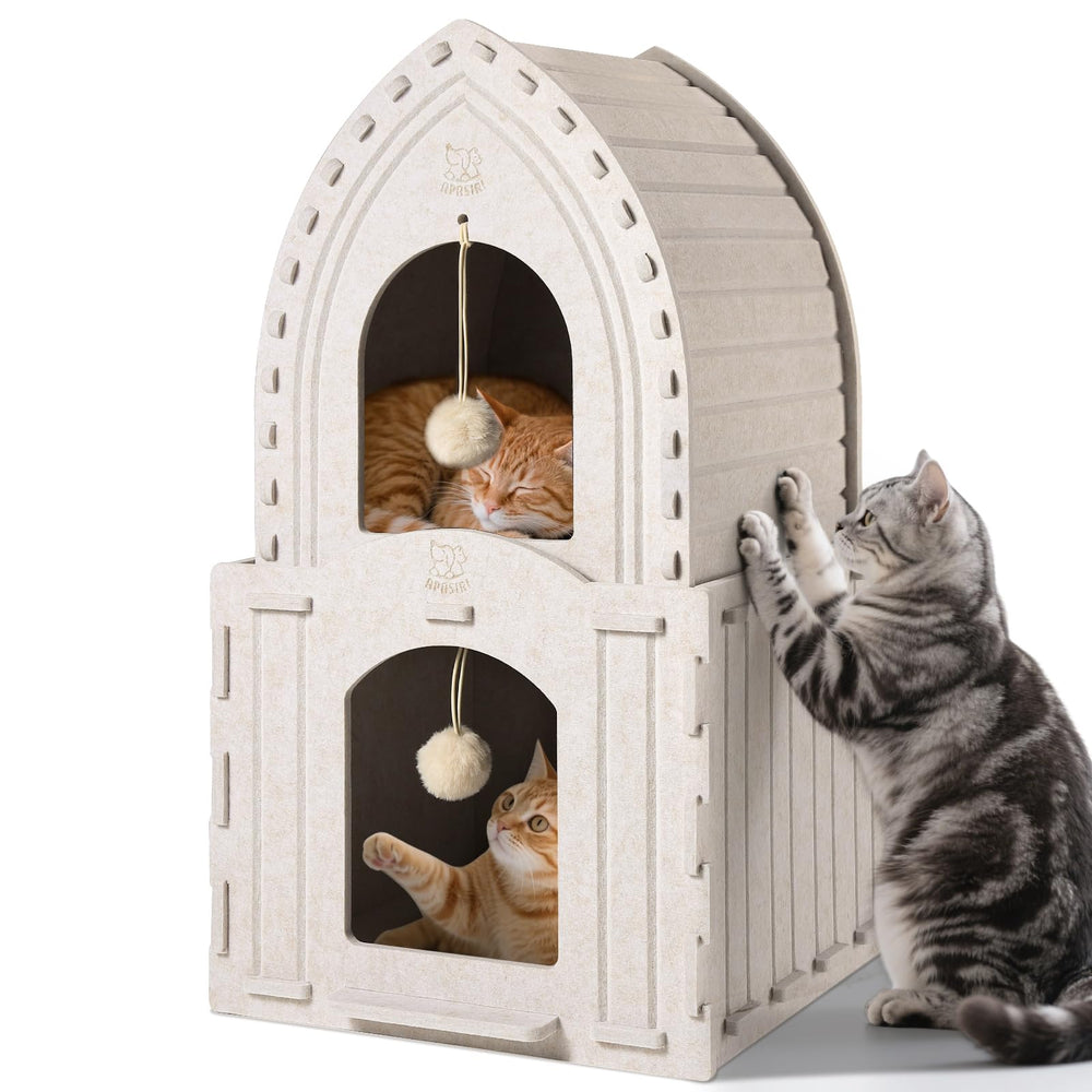 Apasiri two-story cat house convertible design creates flexible resting spaces for indoor cats.