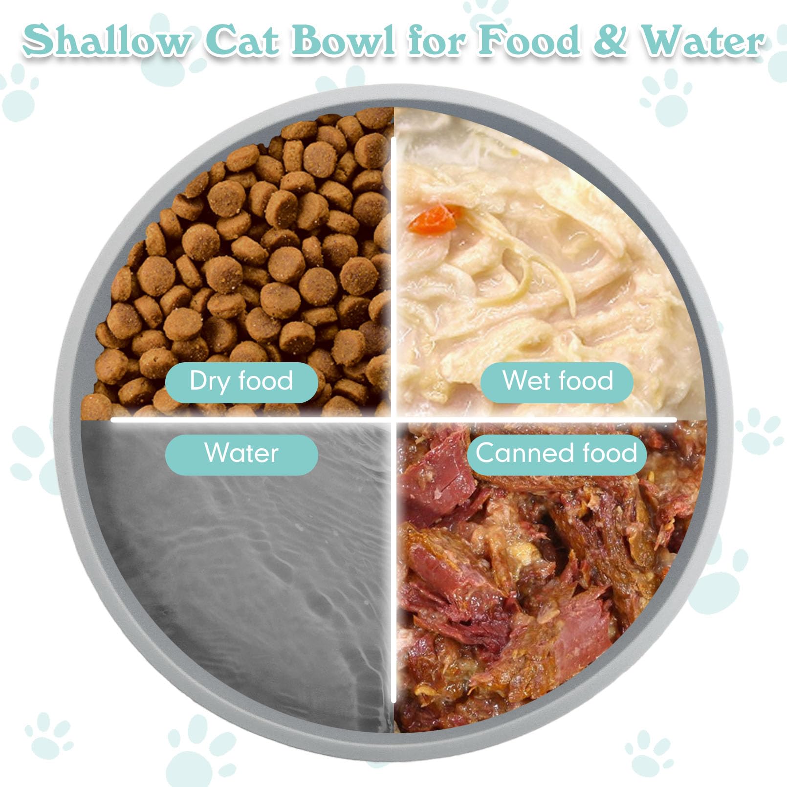 Apatal flat-face pet bowl grey—designed for easy access.