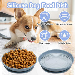 Apatal no-spill design on the bowls helps prevent sliding during meals.