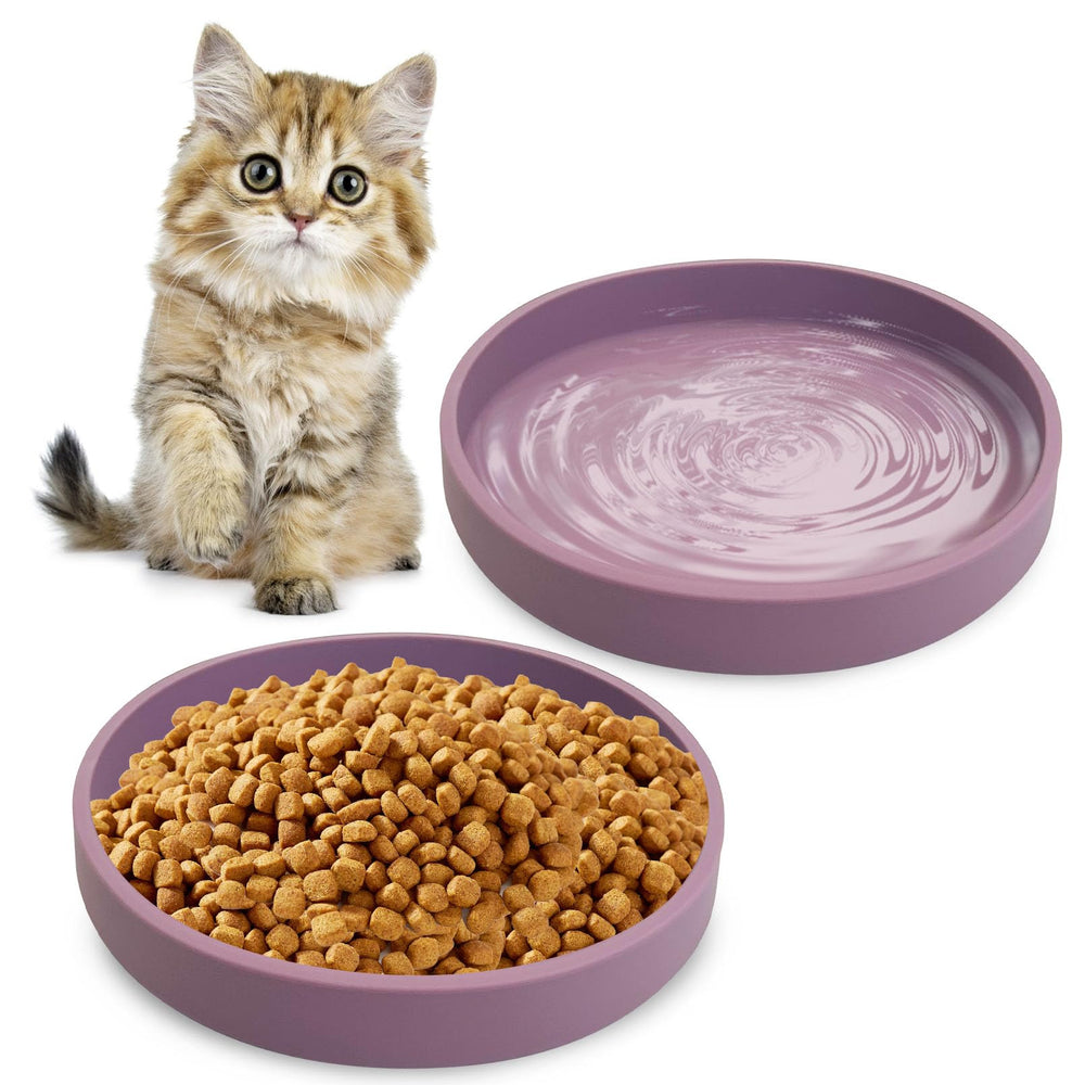 Apatal silicone cat bowls in purple round shape for quiet, whisker-friendly meals.