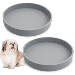 Apatal silicone dog bowl round grey—soft, quiet feeding for small dogs.