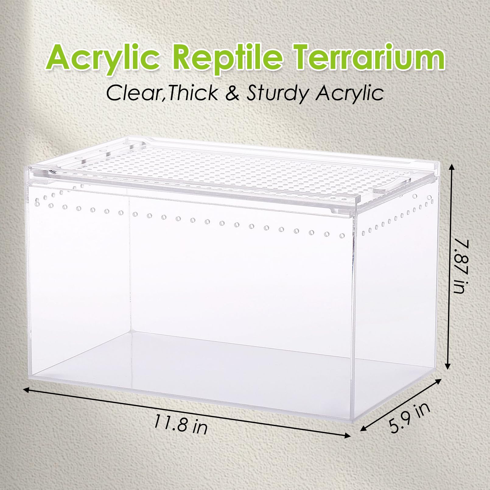 Apatal terrarium sliding-door-magnetic closure enables easy feeding and handling.