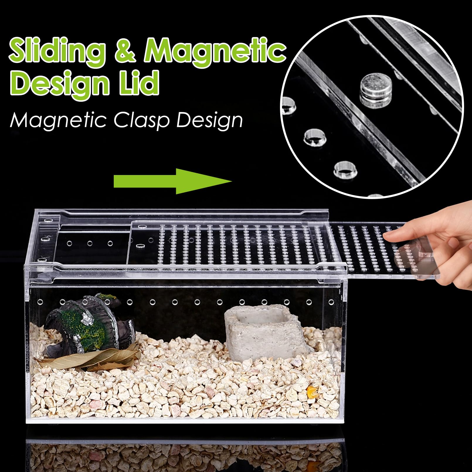 Apatal terrarium transparent-inside offers clear visibility to monitor pets.