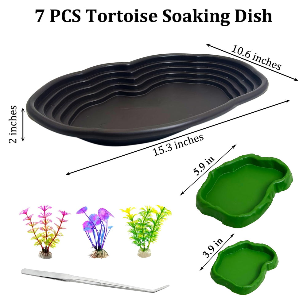 Apatal tortoise water bowl with ramp facilitates easy climbing and reduces slipping