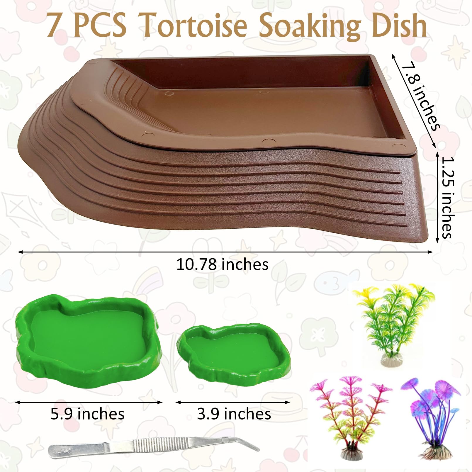 Apatal tortoise water dish with steps improves climbing and access.