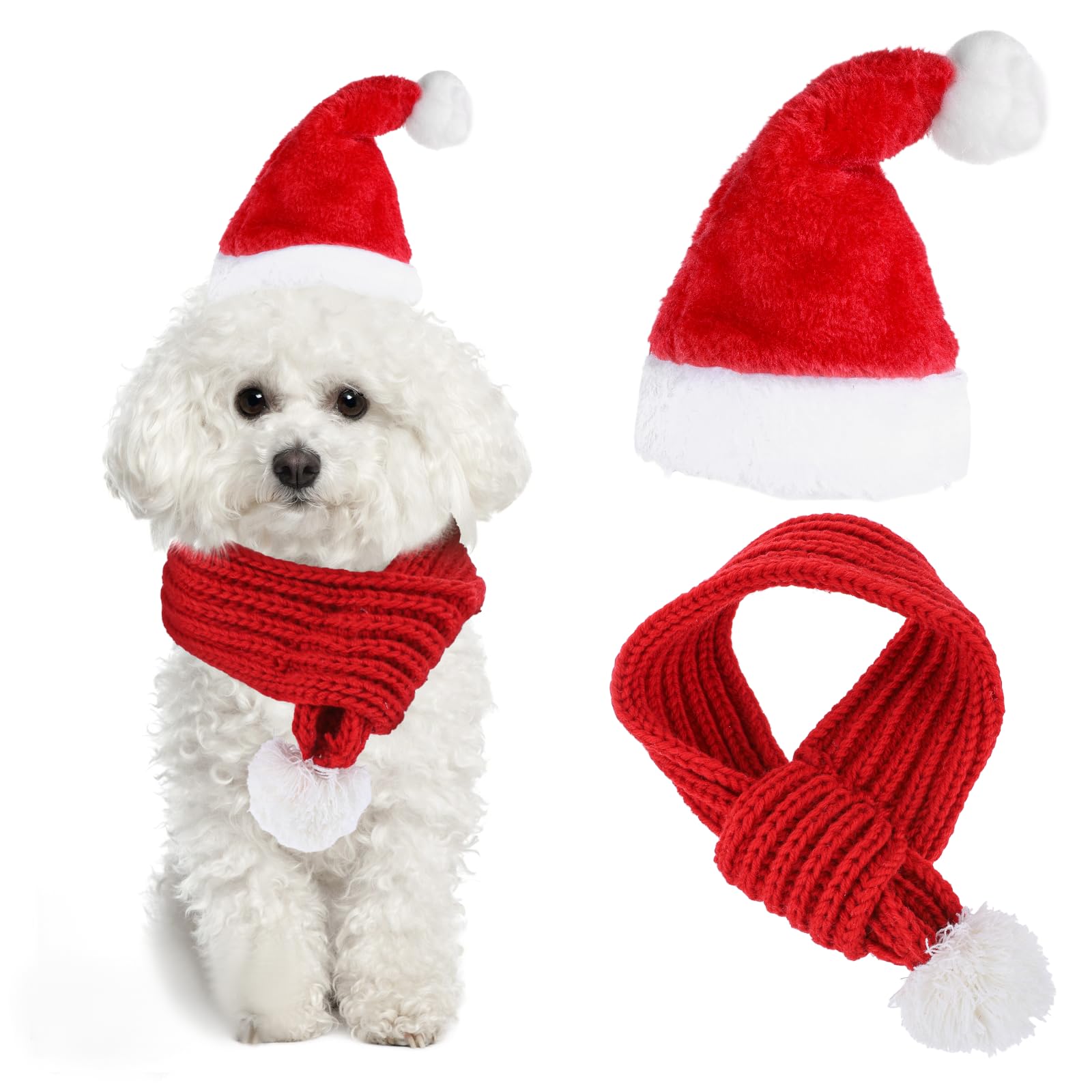 Apausvcm Christmas Cat Santa Hat close-up showing festive detail and adjustable fit.