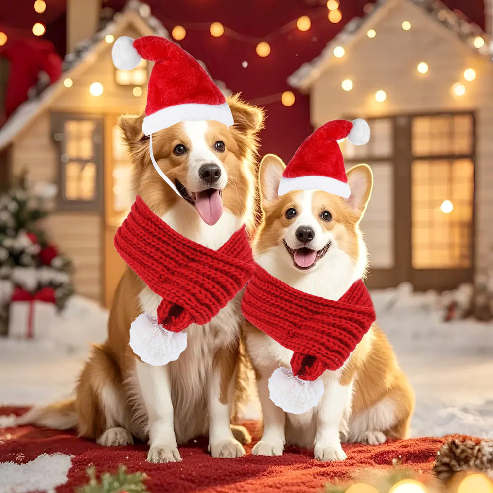 Apausvcm Christmas pet photo session featuring hat and scarf