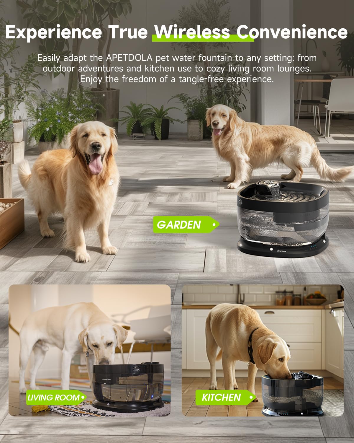 APD APETDOLA FP30 7L capacity highlights ample water for large dogs and multi-pet households.