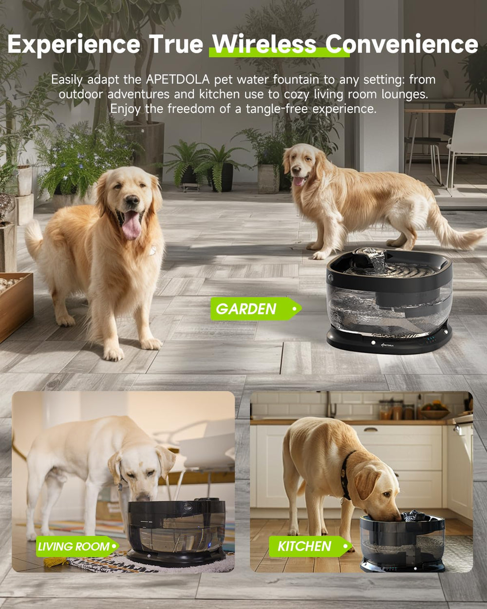 APD APETDOLA FP30 7L capacity highlights ample water for large dogs and multi-pet households.