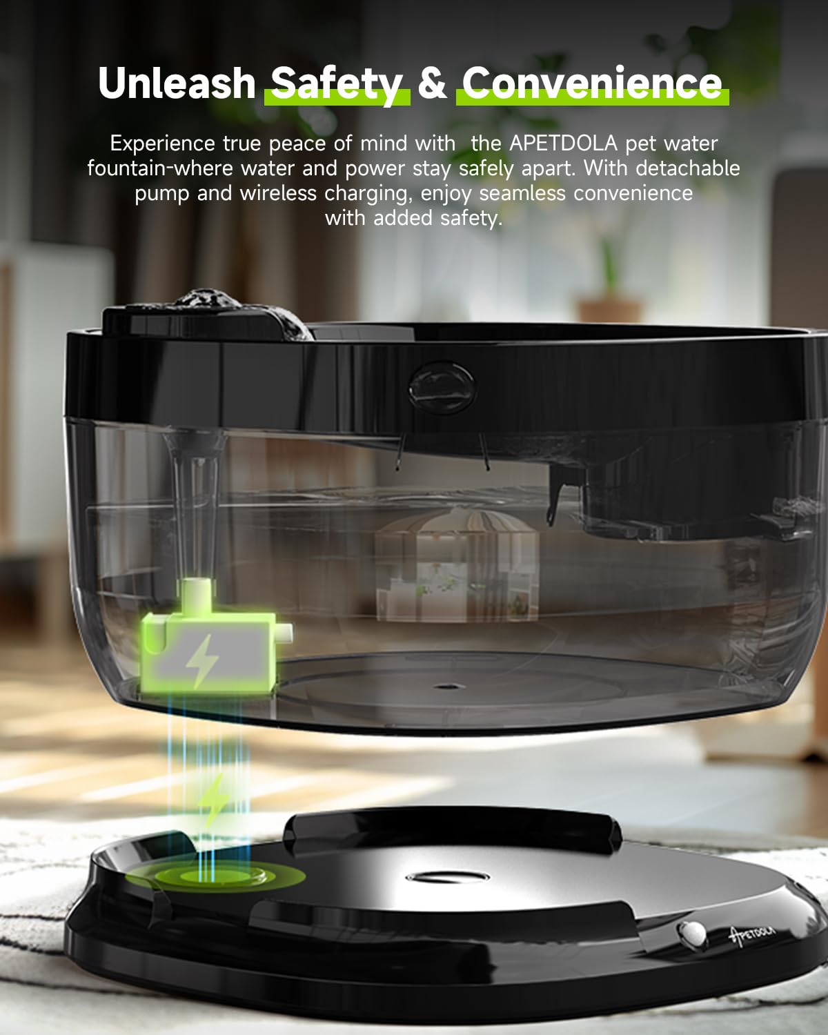 APD APETDOLA FP30 detachable tank and pump simplify refills and weekly cleaning.