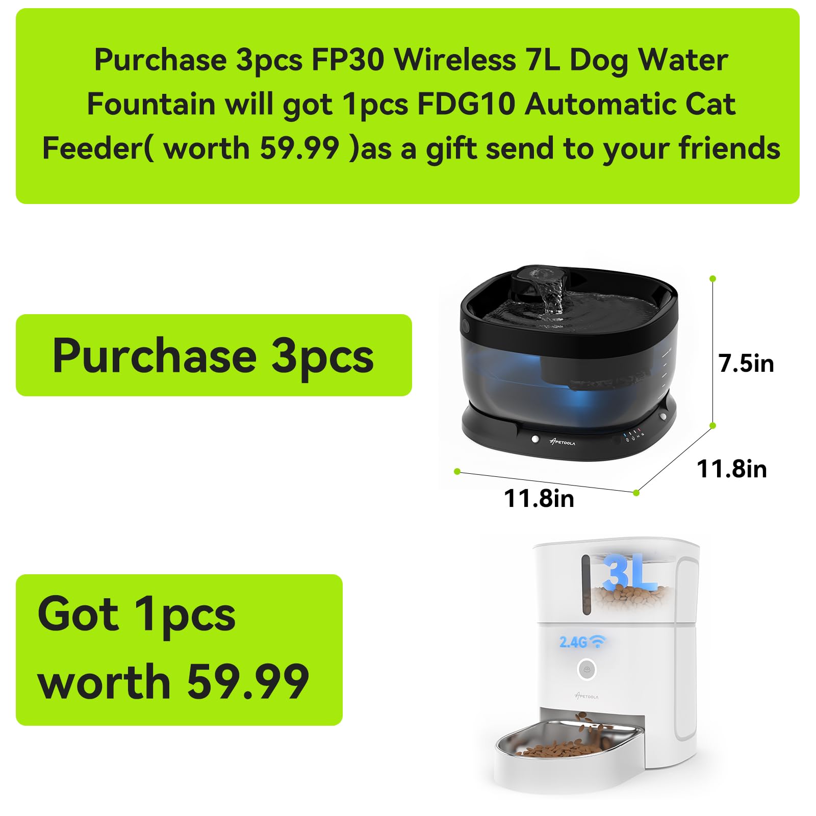 APD APETDOLA FP30 ideal for large dogs and multi-pet homes thanks to spacious 7L water supply.
