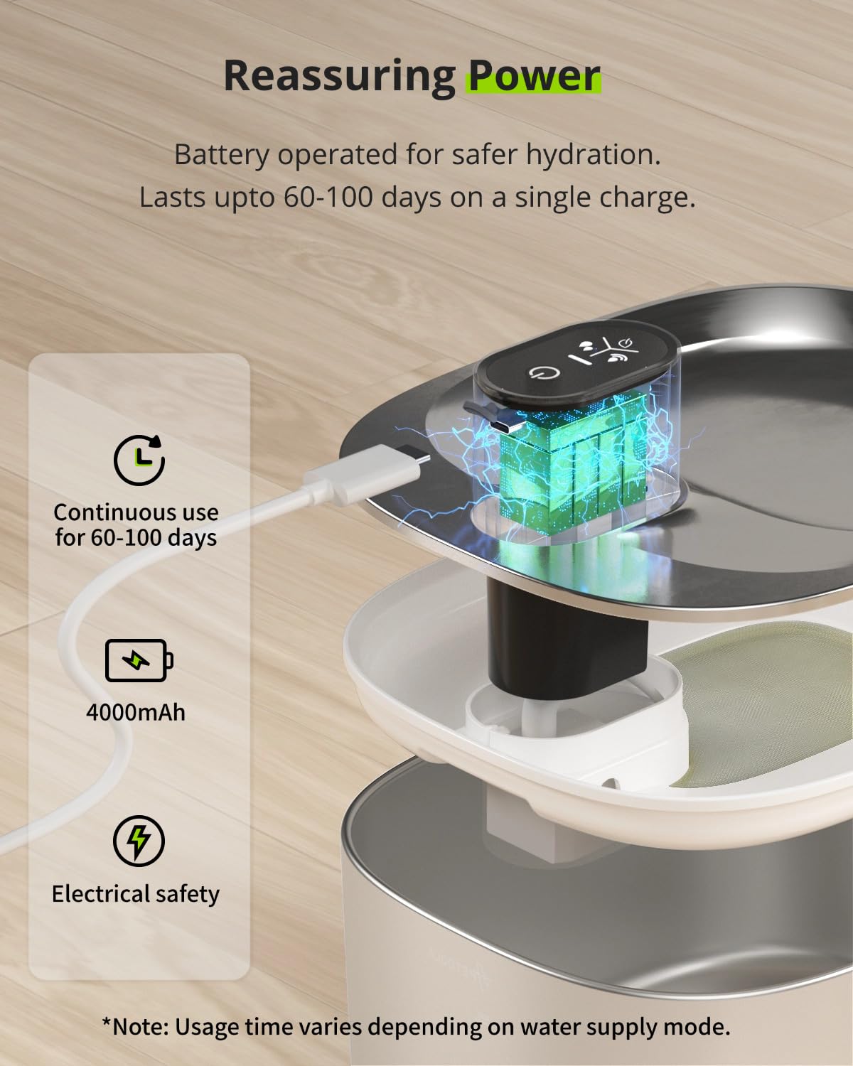 APETDOLA wide spout demonstrates soft, stream-like water flow for pets