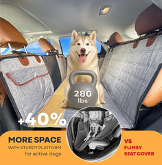 APetsPlanet dog car hammock with mesh window improves airflow and visibility.
