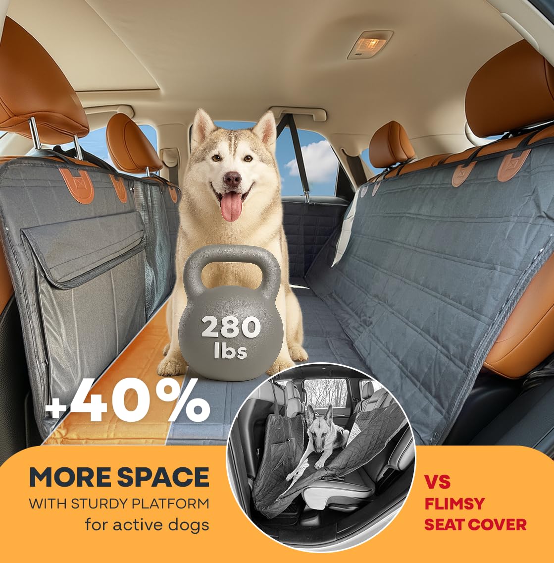 APetsPlanet hammock spread-out surface lets dogs stretch comfortably.