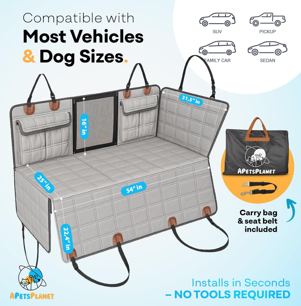 APetsPlanet dog seat cover storage pocket keeps essentials organized on trips.