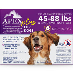 APEX PLUS dog flea-treatment-application shows easy topical use for quick, pet-safe protection.