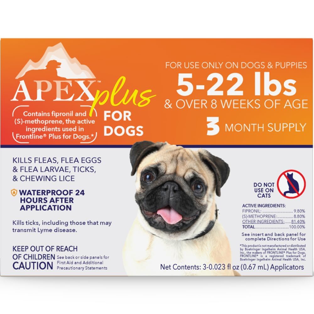 Apex Plus small-dog flea-tick application showing easy topical treatment for 5-22 lbs.