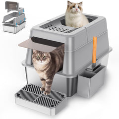 Aphyxen stainless steel litter box lid shows durable metal design and easy to wipe clean