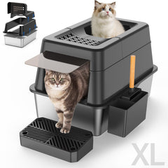 Aphyxen XL stainless-litter-box-lid provides a durable enclosure that reduces odor.