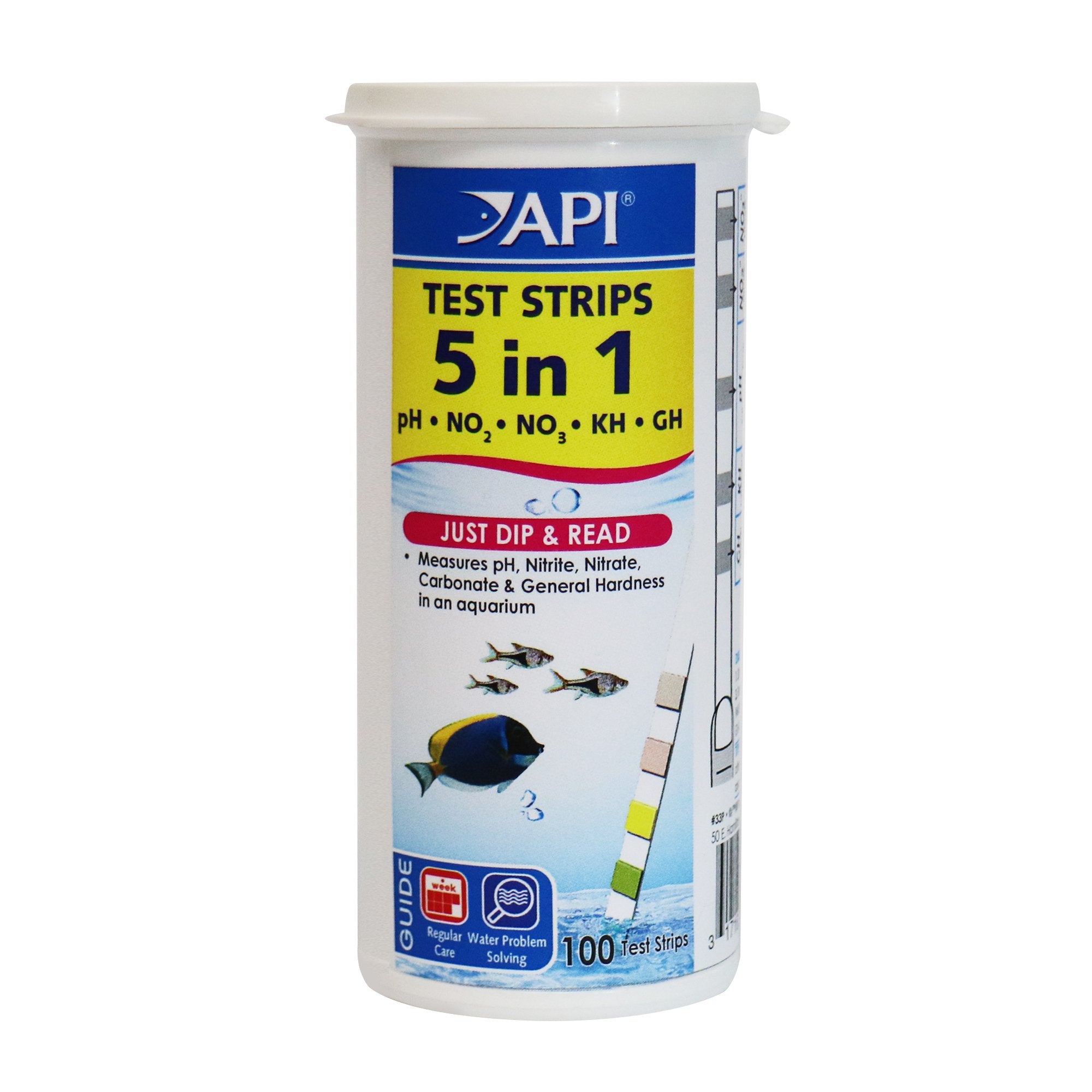 API 5-in-1 test strips box for all-in-one aquarium testing.