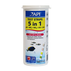 API 5-in-1 test strips box for all-in-one aquarium testing.