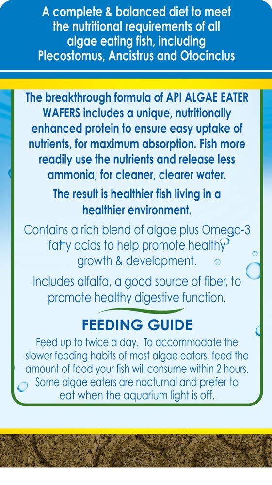 API Algae Eater Wafers portions in bowl for easy feeding twice daily.
