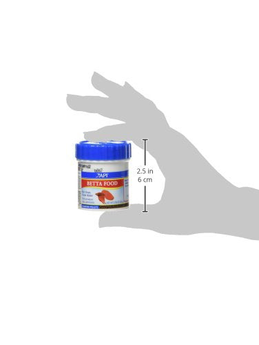 API Betta Food Packaging Closeup shows a durable container for on-the-go feeding.