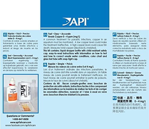 API Copper Test Kit color card visual helps compare copper levels quickly for accuracy.