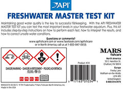 API Freshwater Master Test Kit bottles lineup for complete parameter testing.