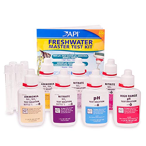 API Freshwater Master Test Kit test tubes and holding tray for organized, simultaneous water testing