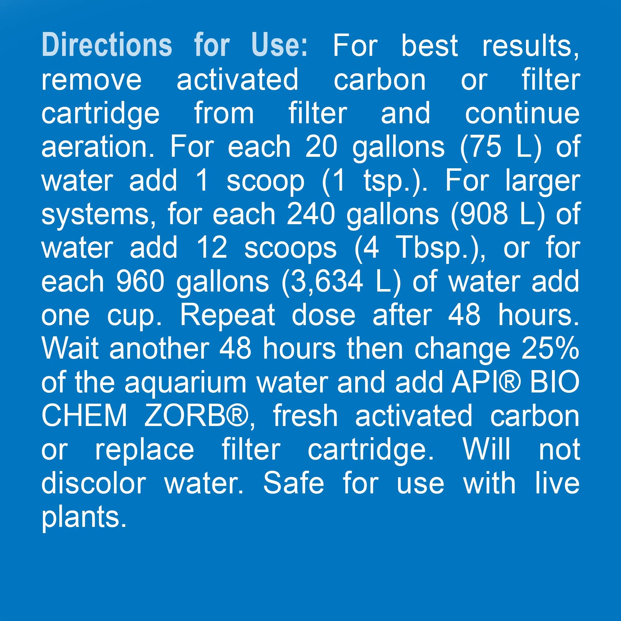 API General Cure bulk box back provides dosing guidance and diagnostic tips for aquarium health