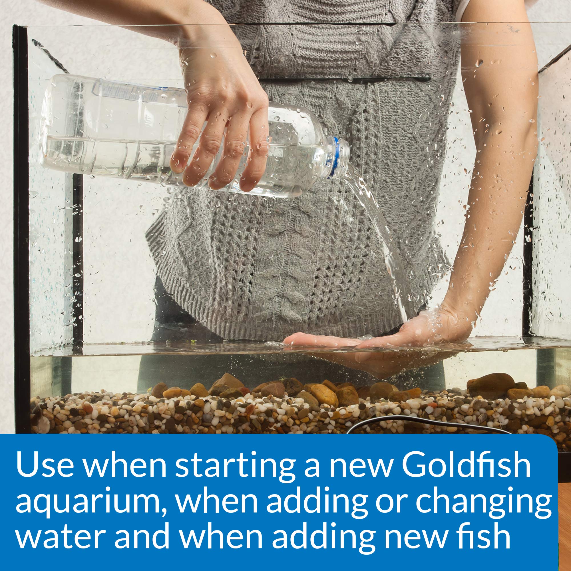 API Goldfish Aquarium Cleaner being added to water supports healthier tank maintenance.