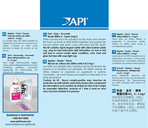 API Nitrite Test Kit bottle holds testing solution for readings.