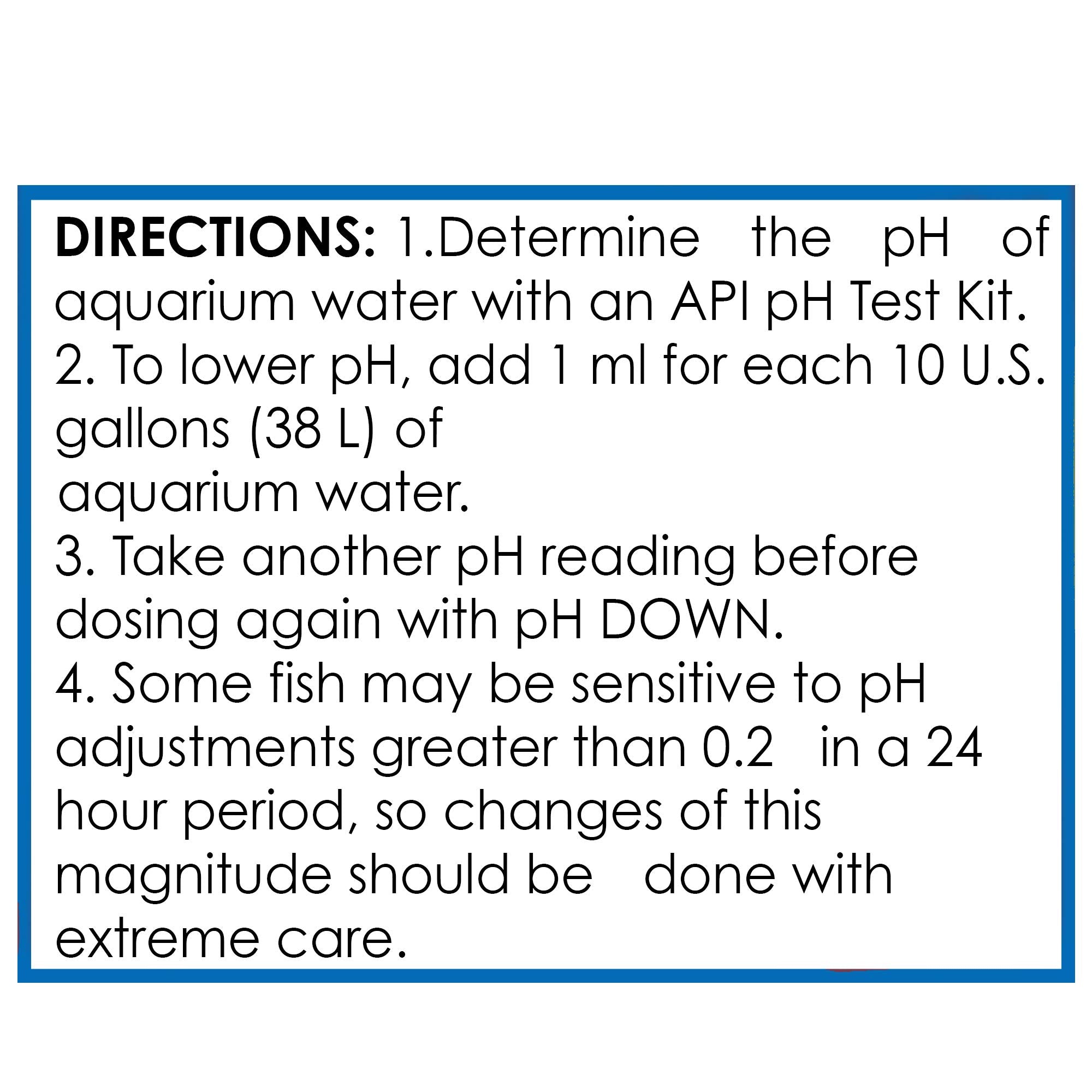 API pH DOWN with a test kit reference for pH monitoring.