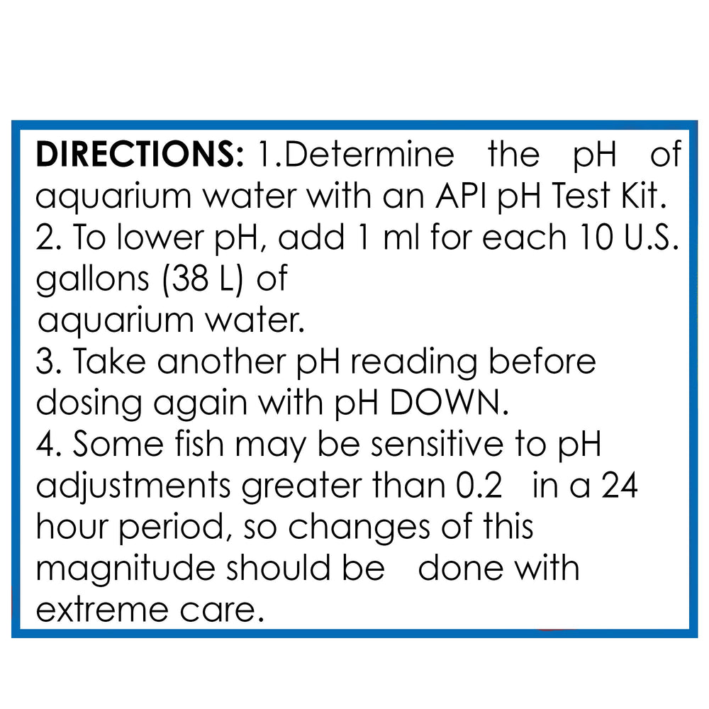 API pH DOWN with a test kit reference for pH monitoring.