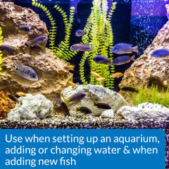 API Stress Coat bottle pour demonstrates easy water treatment for stressed fish.