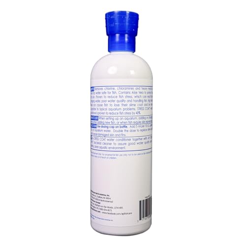 API Stress Coat bottle pour demonstrates dosing to protect fish during water changes