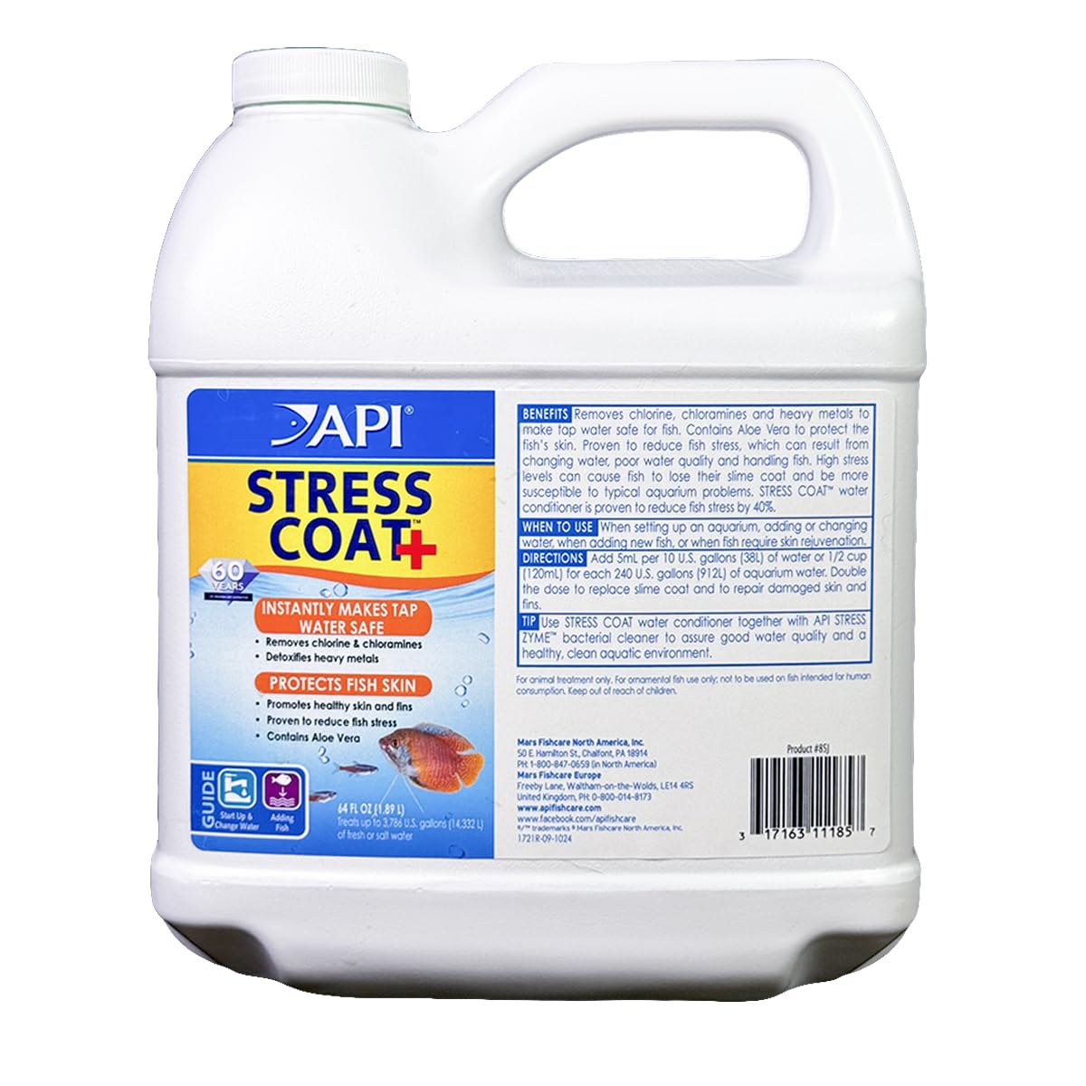 API STRESS COAT label close-up highlighting aloe vera and dual-action formula